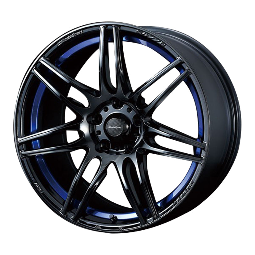WedsSport SA-77R Alloy Wheel 18x9.5J 5X100 ET45 Chrome Black - Blue Detail